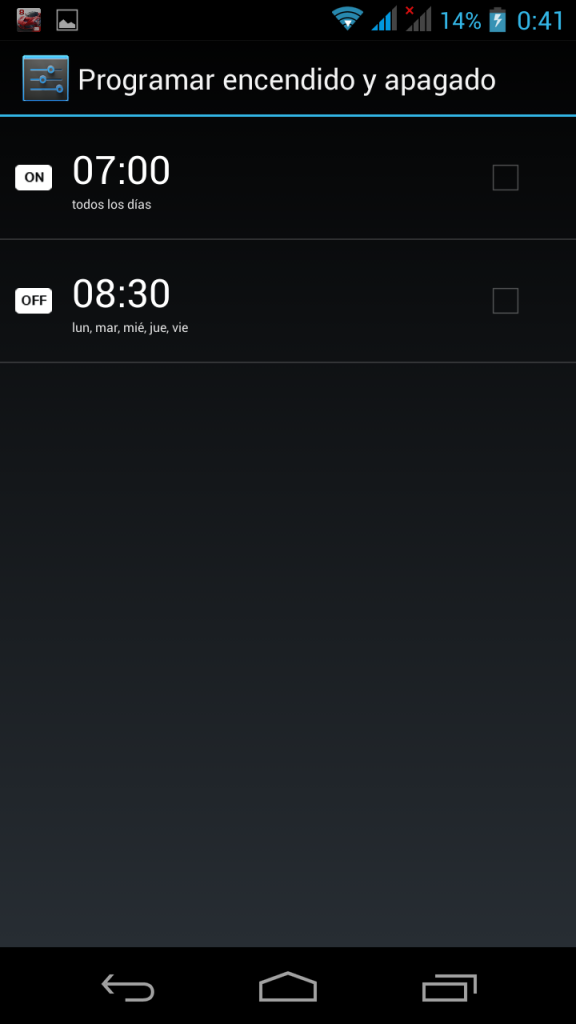 Programar apagado y encendido